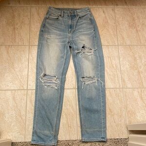 American Eagle Straight Leg Ripped Blue Jeans